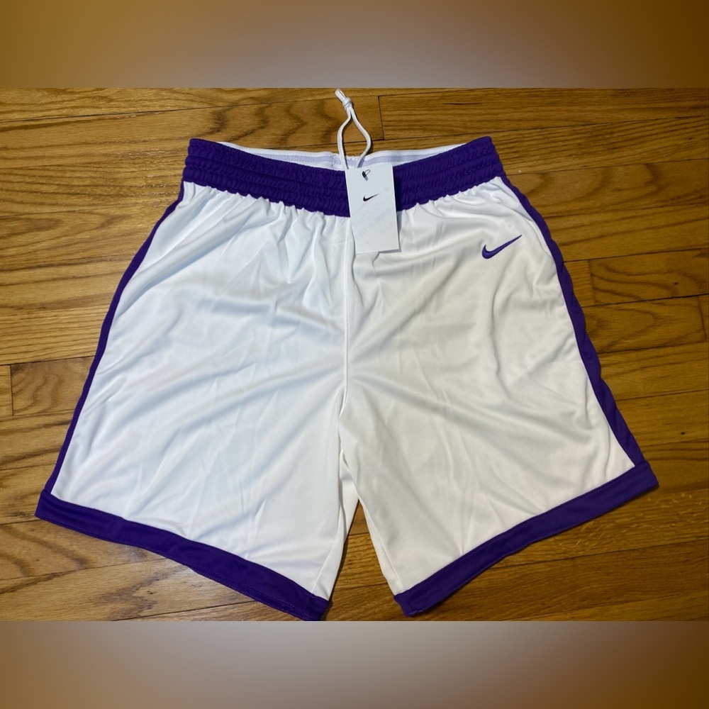 Nike Dri-Fit Crossover basketball Shorts Purple & White Men’s sz L-tall NEW - Picture 8 of 8